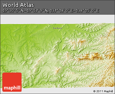 Physical 3D Map of the Area around 49° 43' 37" N, 137° 46' 30" E