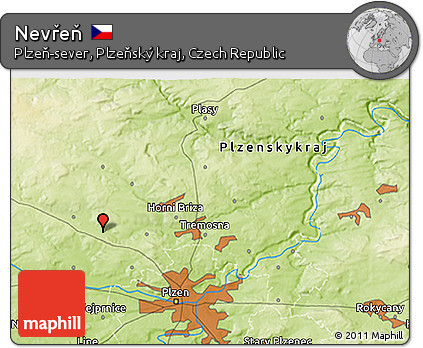 Physical 3D Map of Nevřeň