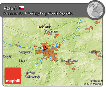 Physical 3D Map of Plzeň