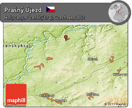 Physical 3D Map of Prašný Újezd