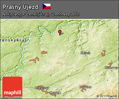 Physical 3D Map of Prašný Újezd