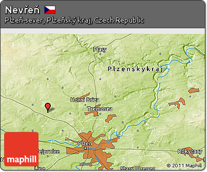 Physical 3D Map of Nevřeň