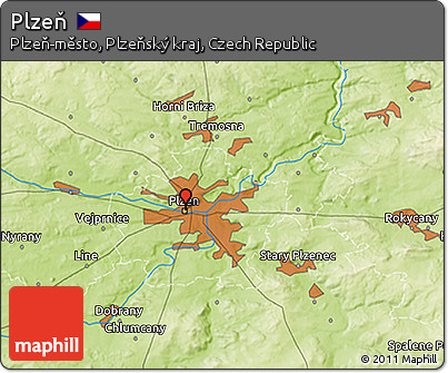 Physical 3D Map of Plzeň
