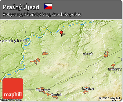 Physical 3D Map of Prašný Újezd