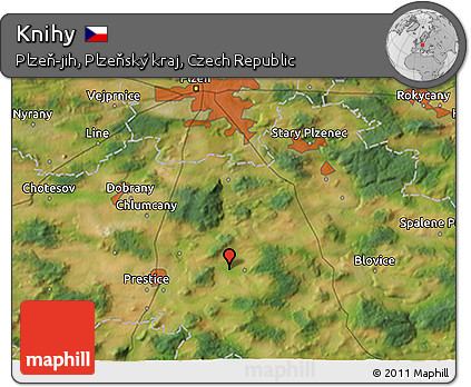Satellite 3D Map of Knihy