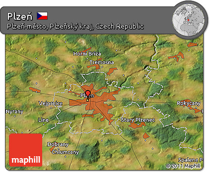Satellite 3D Map of Plzeň