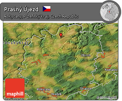 Satellite 3D Map of Prašný Újezd