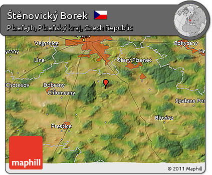 Satellite 3D Map of Štěnovický Borek