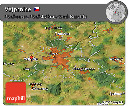Satellite 3D Map of Vejprnice