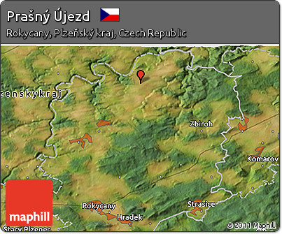 Satellite 3D Map of Prašný Újezd