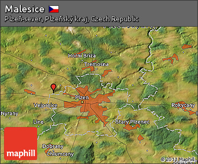 Satellite 3D Map of Malesice