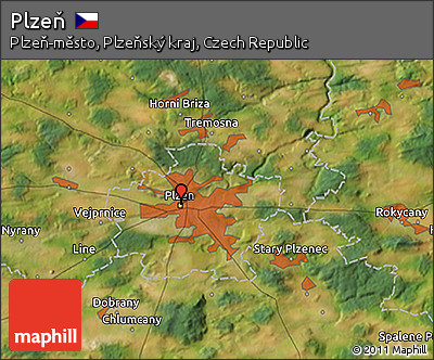 Satellite 3D Map of Plzeň