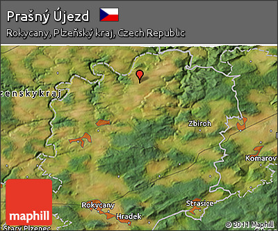 Satellite 3D Map of Prašný Újezd