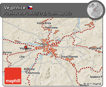 Shaded Relief 3D Map of Vejprnice