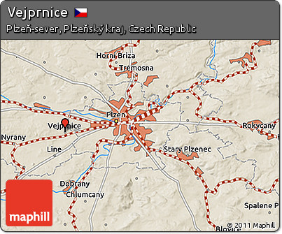 Shaded Relief 3D Map of Vejprnice