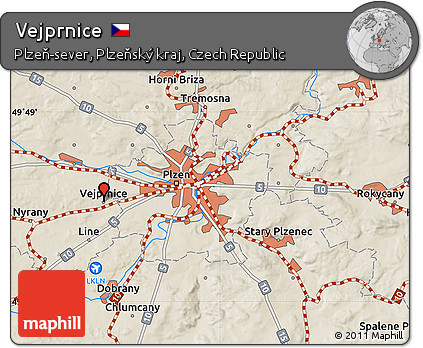 Shaded Relief Map of Vejprnice
