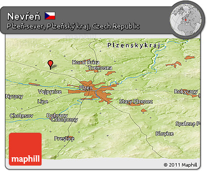 Physical Panoramic Map of Nevřeň
