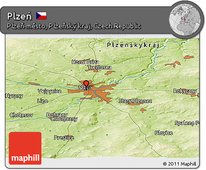 Physical Panoramic Map of Plzeň