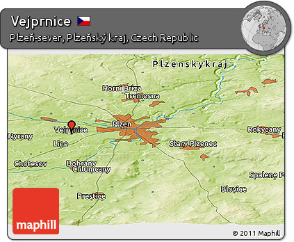 Physical Panoramic Map of Vejprnice