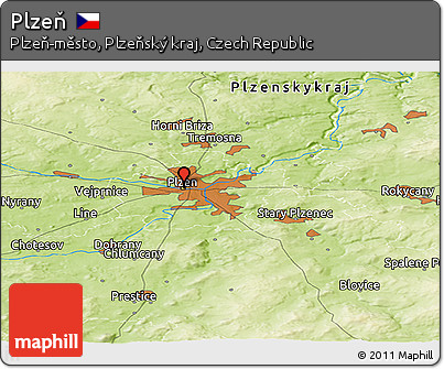 Physical Panoramic Map of Plzeň