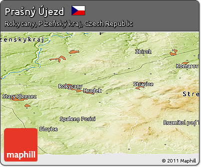 Physical Panoramic Map of Prašný Újezd