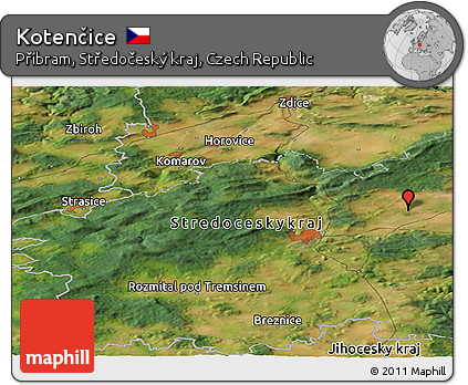 Satellite Panoramic Map of Kotenčice