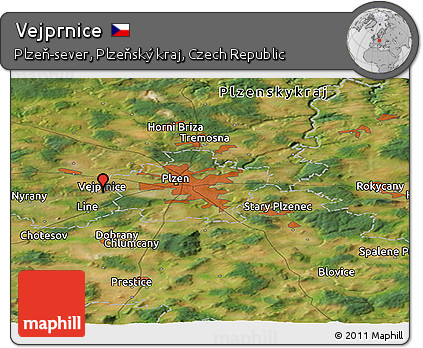 Satellite Panoramic Map of Vejprnice