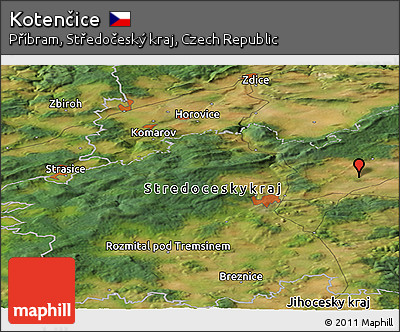 Satellite Panoramic Map of Kotenčice