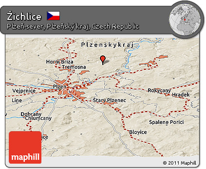 Shaded Relief Panoramic Map of Žichlice