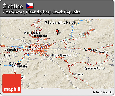 Shaded Relief Panoramic Map of Žichlice