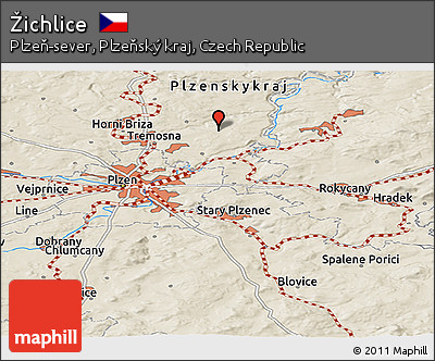 Shaded Relief Panoramic Map of Žichlice