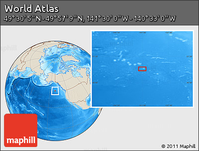 Shaded Relief Location Map of the Area around 49° 43' 37" N, 141° 1' 30" W