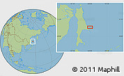 Savanna Style Location Map of the area around 49° 43' 37" N, 144° 34' 29" E