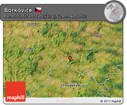 Satellite 3D Map of Bořkovice