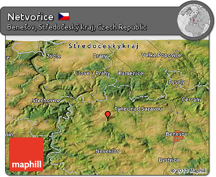 Satellite 3D Map of Netvořice