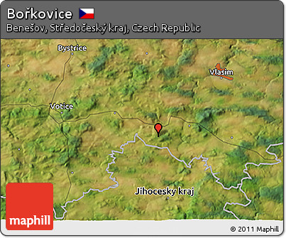 Satellite 3D Map of Bořkovice