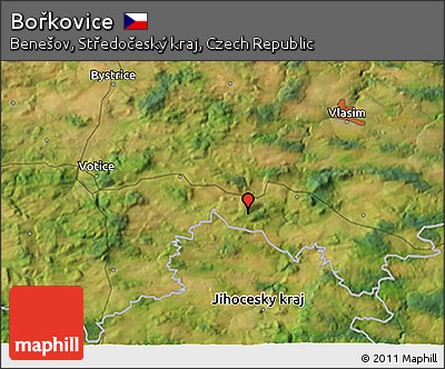 Satellite 3D Map of Bořkovice