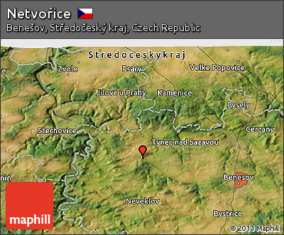 Satellite 3D Map of Netvořice