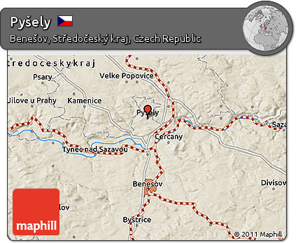 Shaded Relief 3D Map of Pyšely