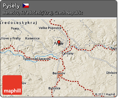 Shaded Relief 3D Map of Pyšely