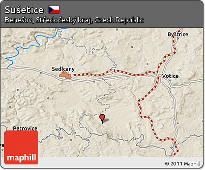 Shaded Relief 3D Map of Sušetice