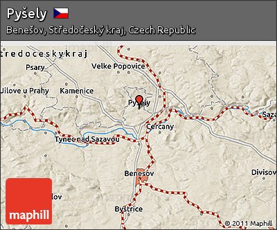 Shaded Relief 3D Map of Pyšely