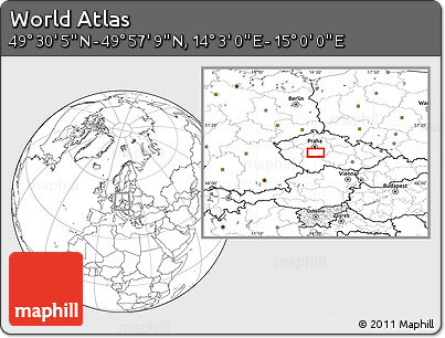 Blank Location Map of the Area around 49° 43' 37" N, 14° 31' 30" E