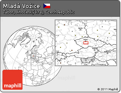 Blank Location Map of Mladá Vožice