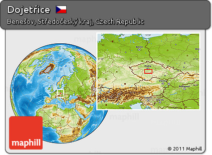 Physical Location Map of Dojetřice