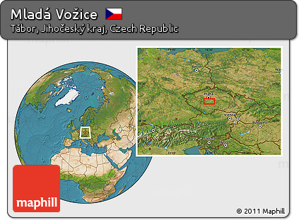 Satellite Location Map of Mladá Vožice