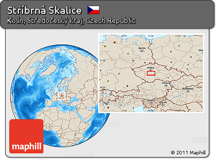 Shaded Relief Location Map of Stříbrná Skalice