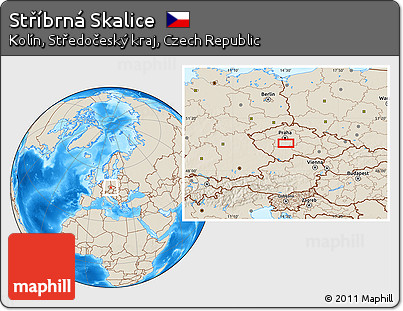 Shaded Relief Location Map of Stříbrná Skalice