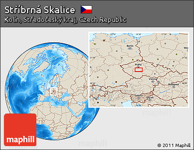 Shaded Relief Location Map of Stříbrná Skalice