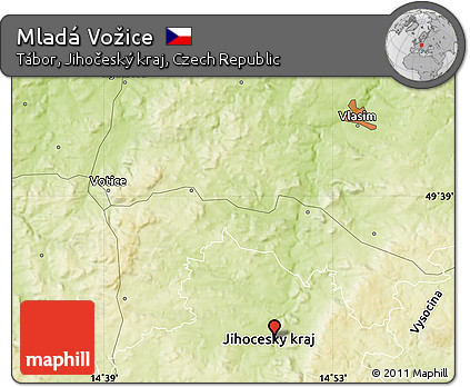 Physical Map of Mladá Vožice